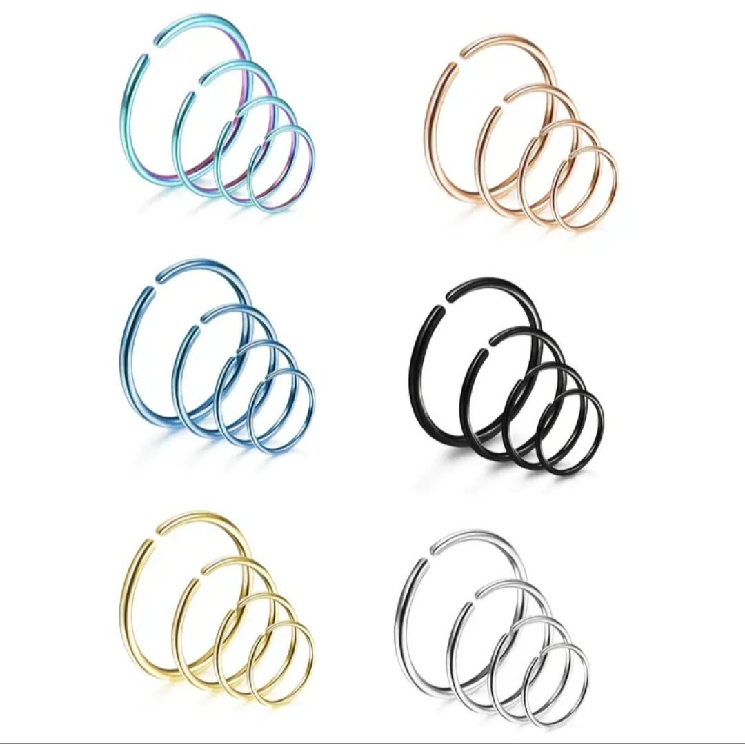 Nose Rings Set, 6pcs Stainless Steel Body Piercing Jewelry